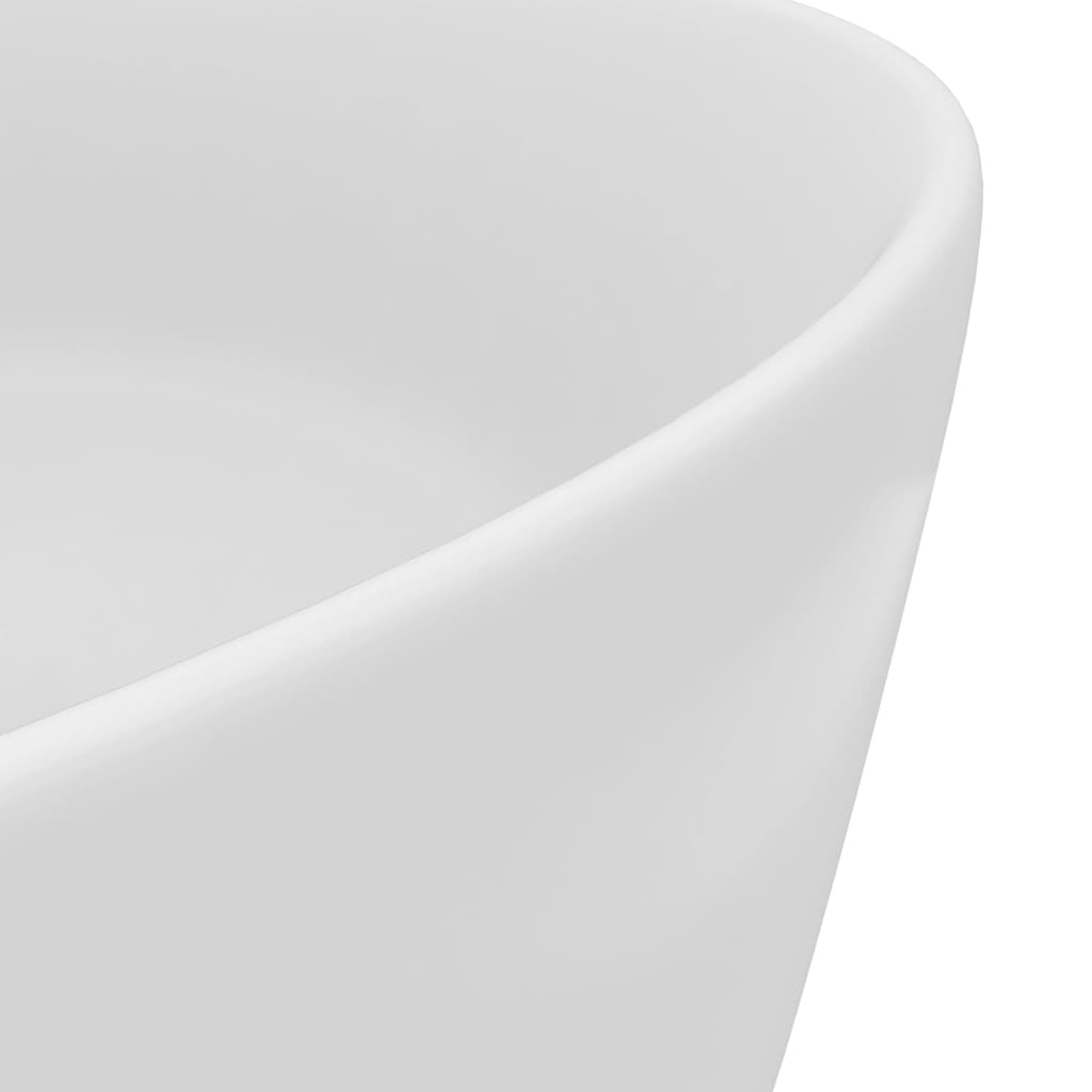 vidaXL Razkošen umivalnik okrogel mat bel 40x15 cm keramičen