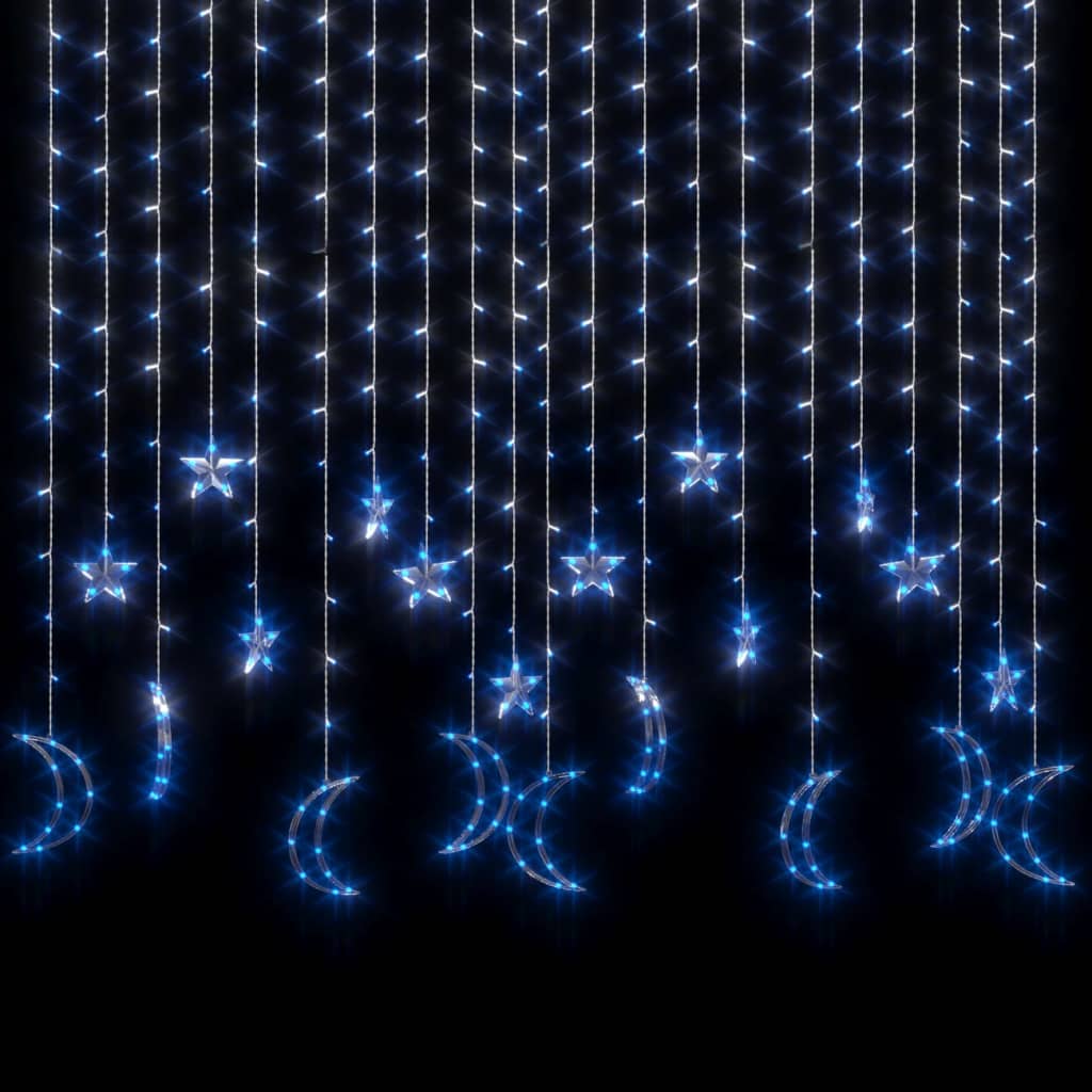 vidaXL Okrasne lučke zvezde in lune z daljincem 345 LED lučk modre