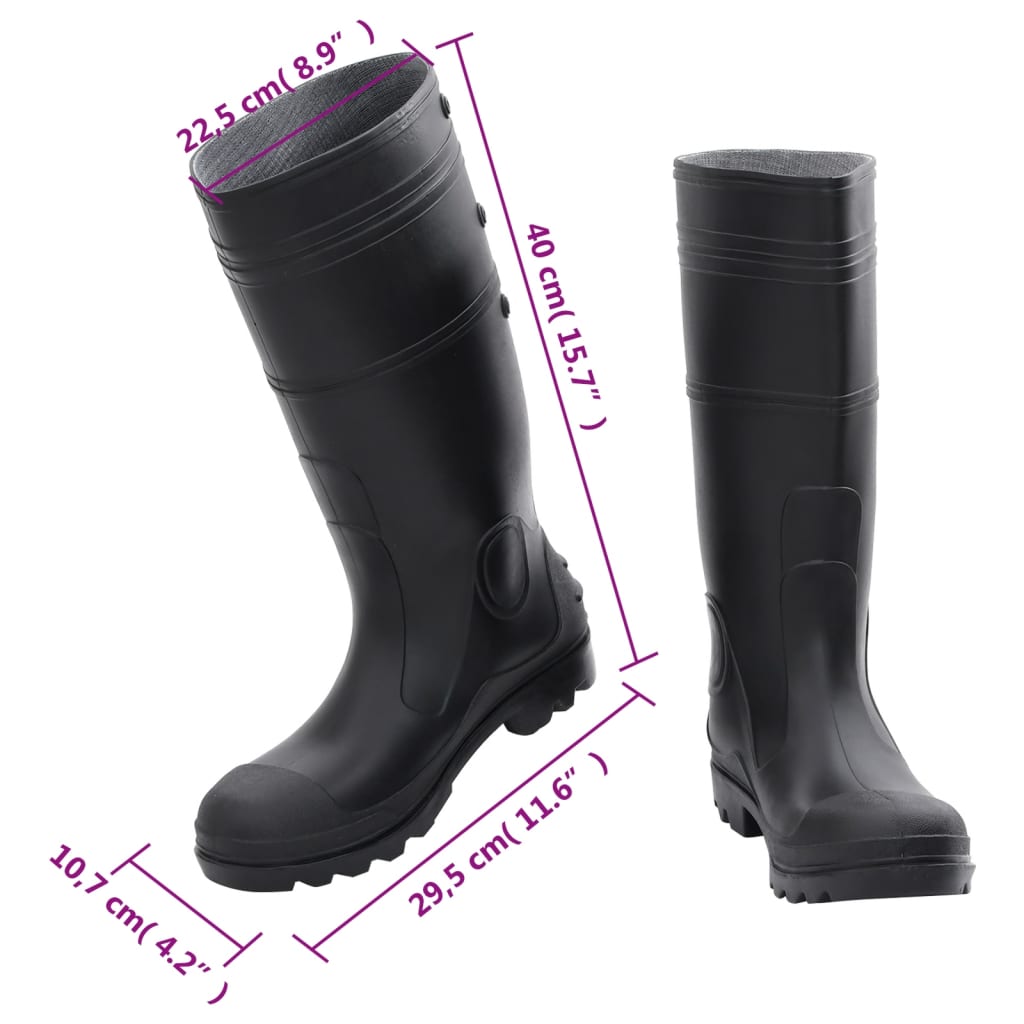 vidaXL Dežni škornji črni velikost 43 PVC