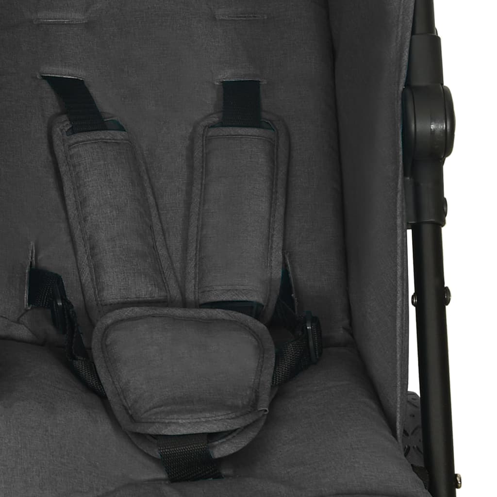 vidaXL Otroški voziček za dvojčke antraciten jeklen