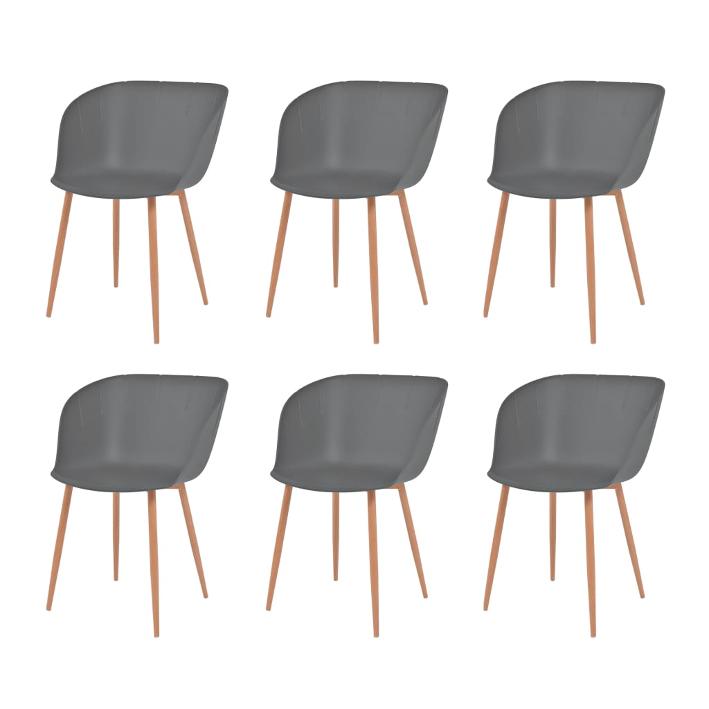 vidaXL Jedilni stoli 6 kosov siva plastika