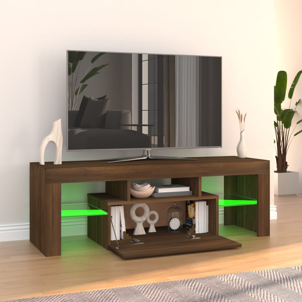 vidaXL TV omarica z LED lučkami rjav hrast 120x35x40 cm