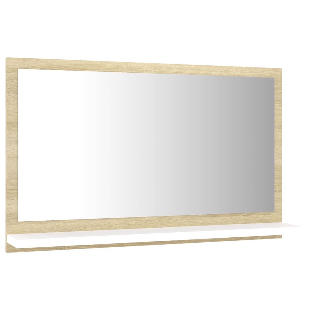 vidaXL Kopalniško ogledalo belo in sonoma 60x10,5x37 cm iverna pl.