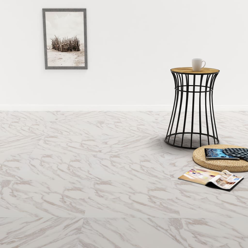 vidaXL Samolepilne talne plošče 20 kosov PVC 1,86 m² bel marmor