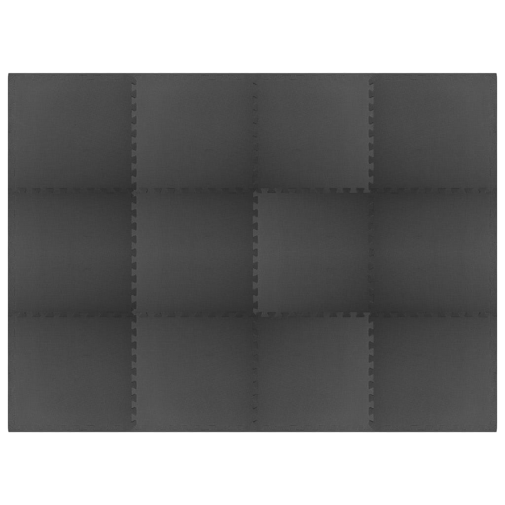 vidaXL Talne podloge 12 kosov 4,32 ㎡ EVA pena črne barve