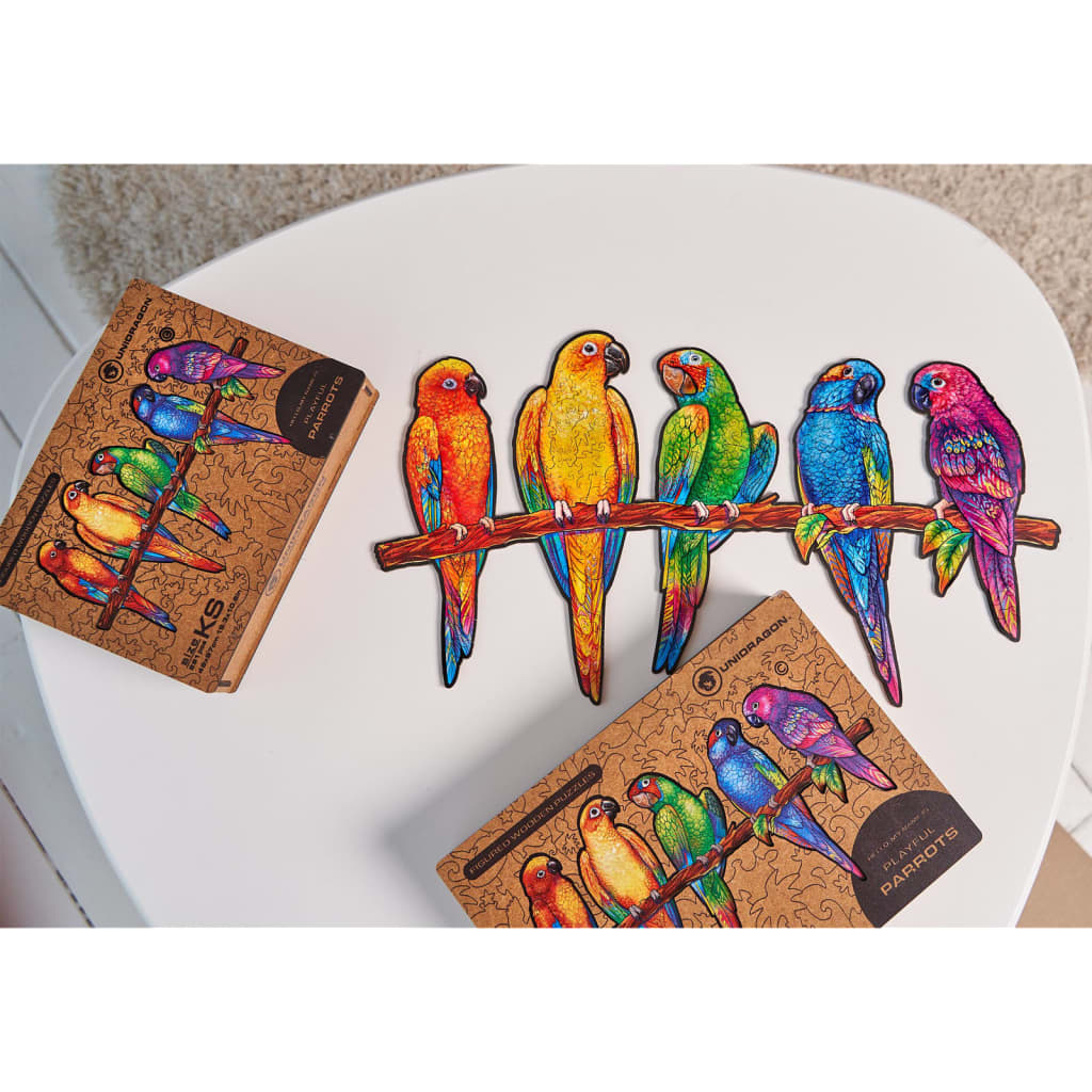 UNIDRAGON Lesena sestavljanka 291-delna Playful Parrots 49x27 cm