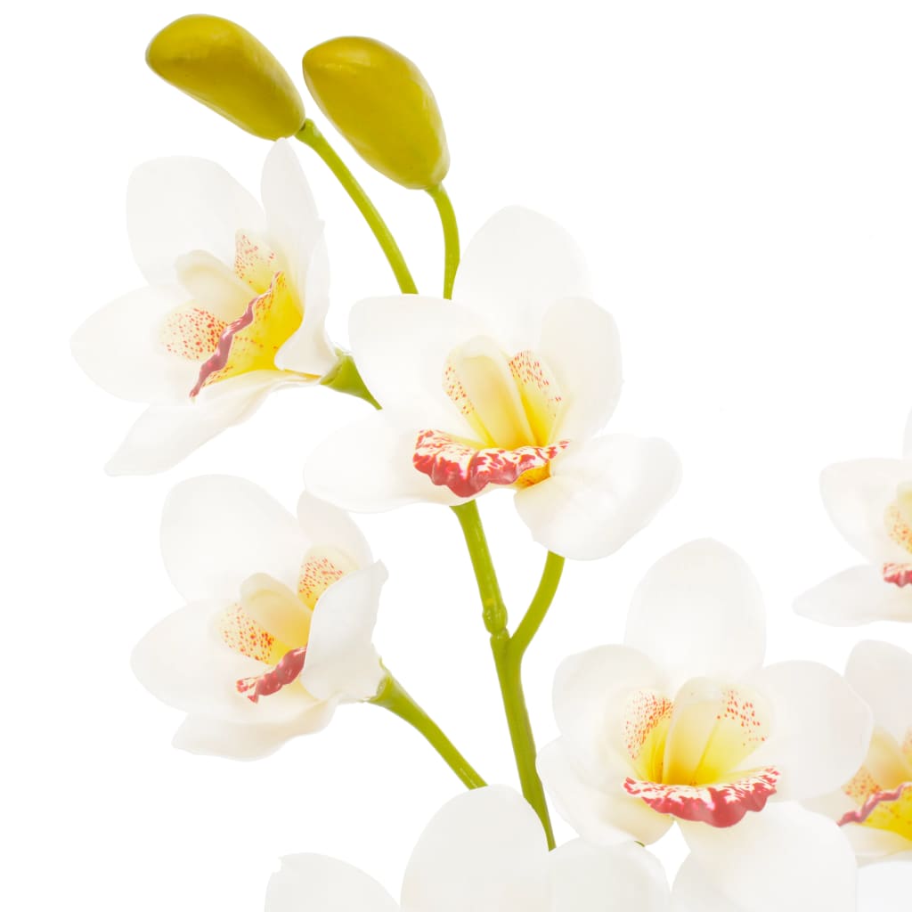 vidaXL Umetna rastlina orhideja z loncem bela 90 cm