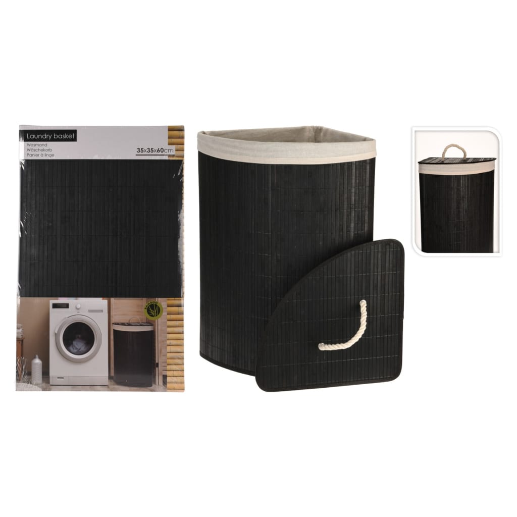 Bathroom Solutions Kotna košara za perilo bambus črna