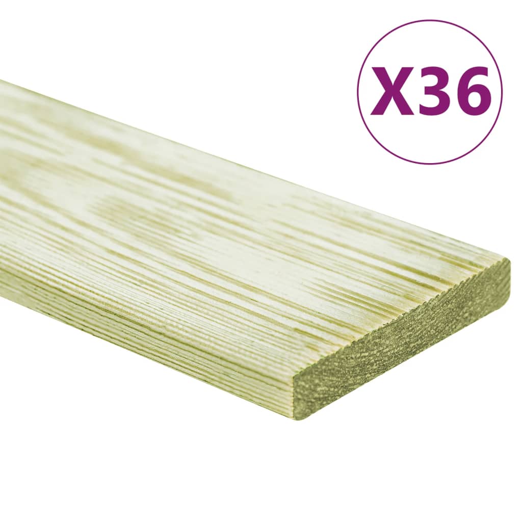 vidaXL Talne plošče 36 kosov 4,32 m² 1m impregnirana trdna borovina