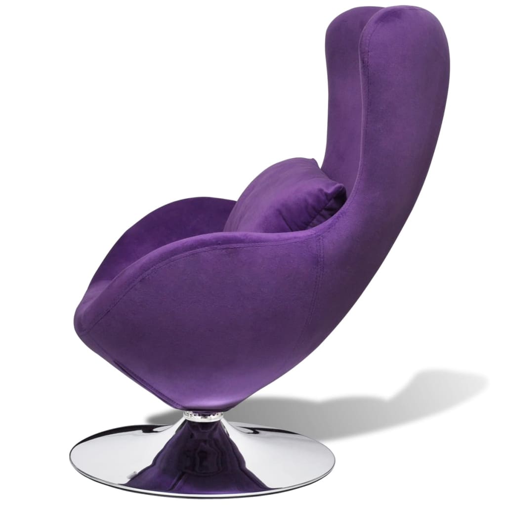 vidaXL Vrtljiv jajčast stol z blazino S vijoličen žamet