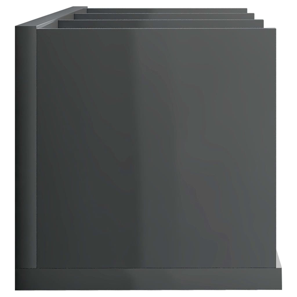 vidaXL Stenska polica za CD plošče visok sijaj siva 75x18x18 cm