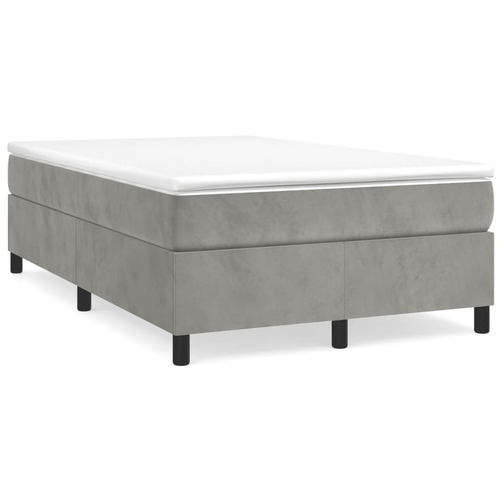 vidaXL Box spring postelja z vzmetnico svetlo siv 120x190 cm žamet