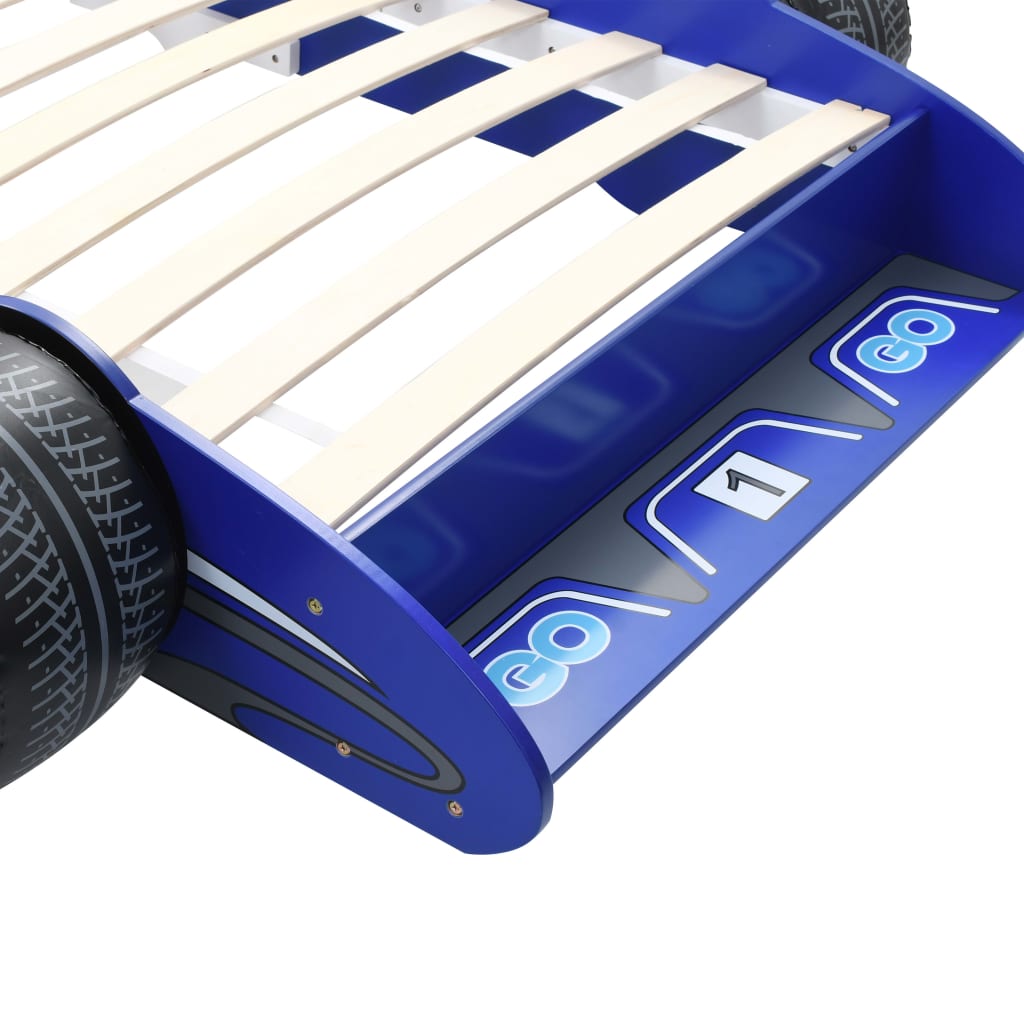 vidaXL Otroška postelja dirkalni avtomobil 90x200 cm modra