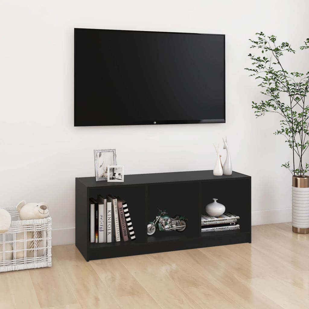 vidaXL TV omarica črna 104x33x41 cm trdna borovina