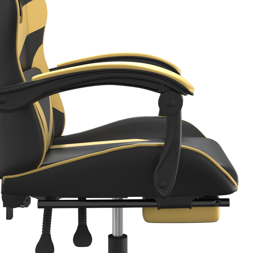 vidaXL Vrtljiv gaming stol z oporo za noge črno in zlato umetno usnje