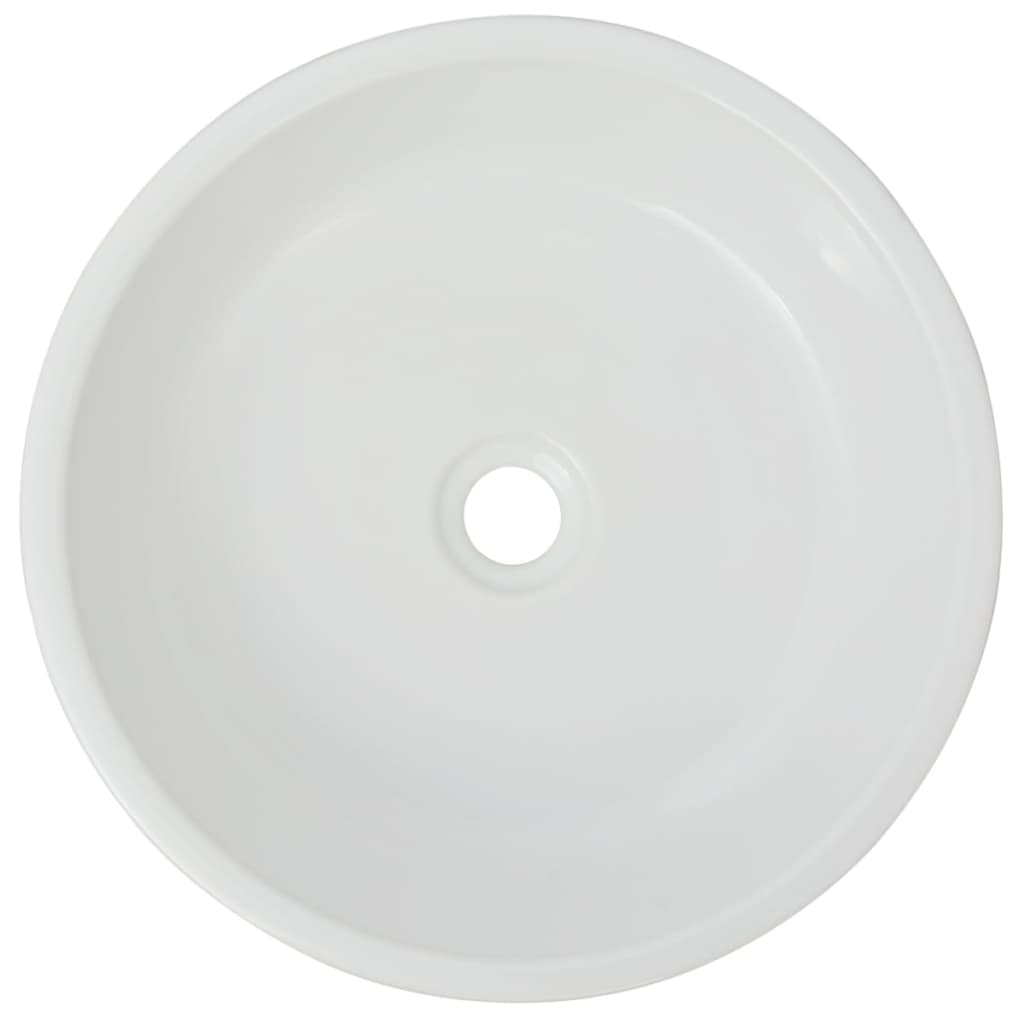vidaXL Umivalnik Okrogel Keramičen Bele Barve 42x12 cm