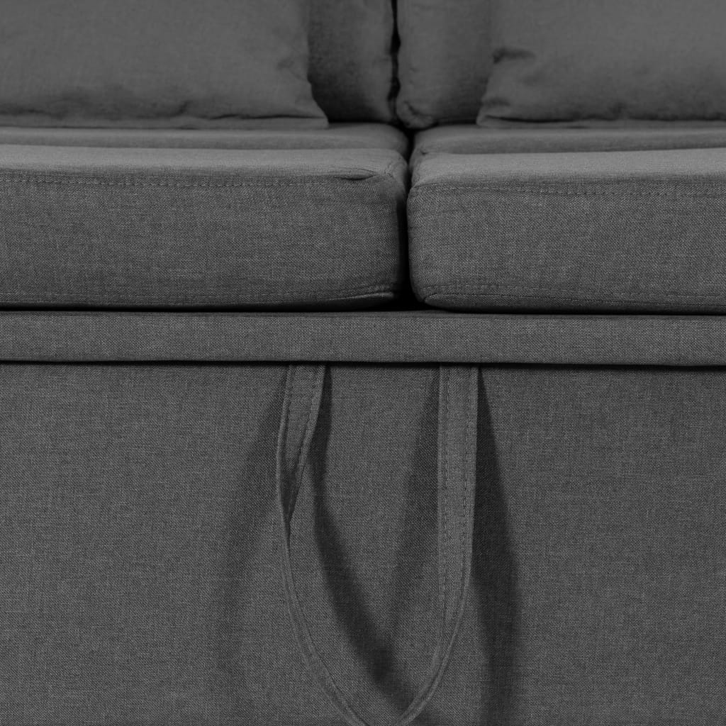 vidaXL Izvlečni kavč z ležiščem štirised iz blaga temno siv