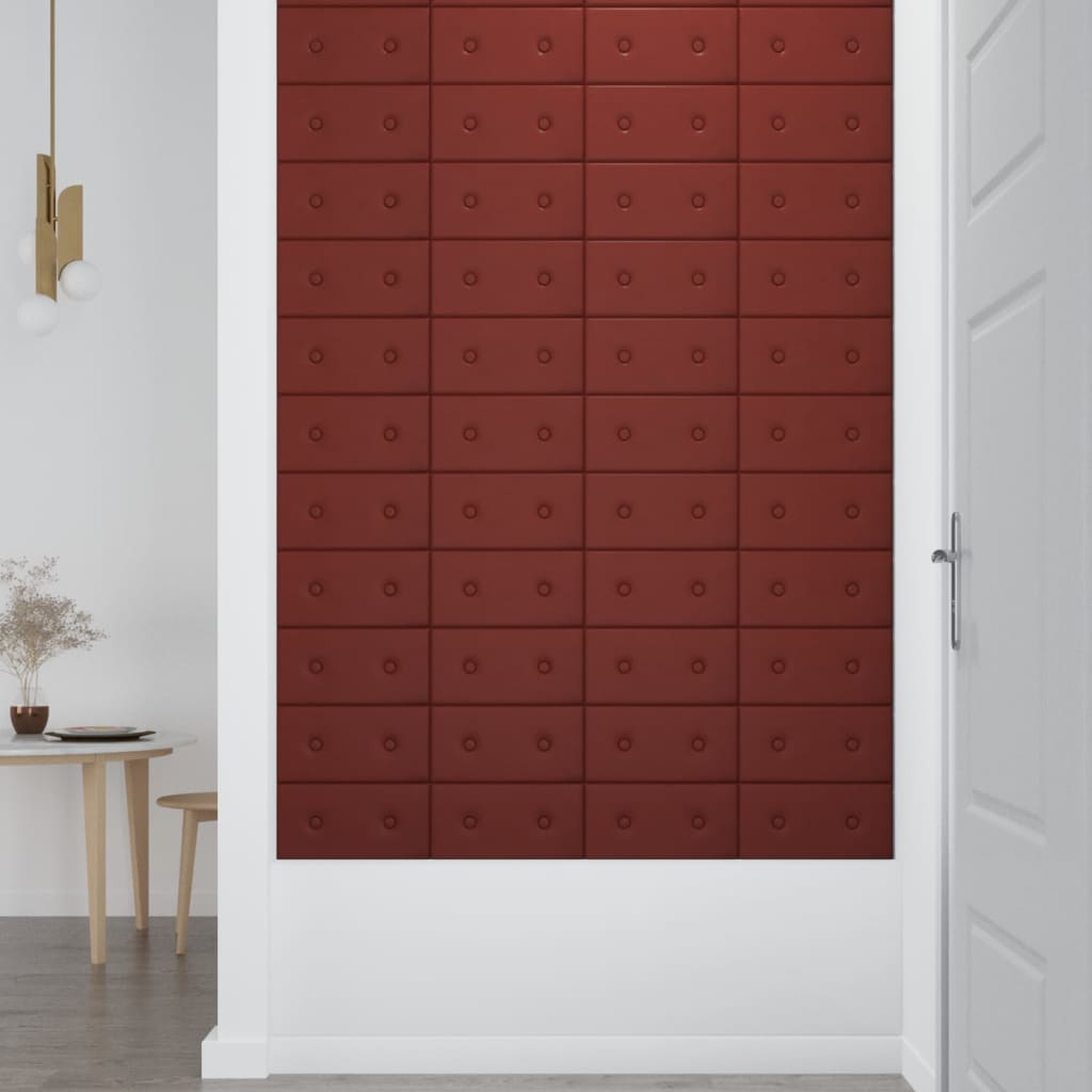 vidaXL Stenski paneli 12 kosov vinsko rdeči 30x15 cm um. usnje 0,54 m²