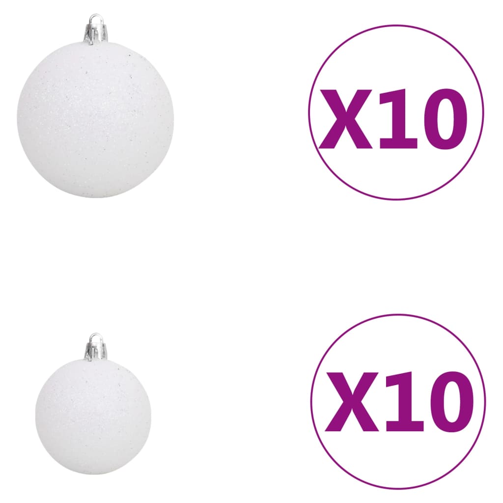 vidaXL Komplet 120 božičnih bučk s konico + 300 LED lučk bele in sive