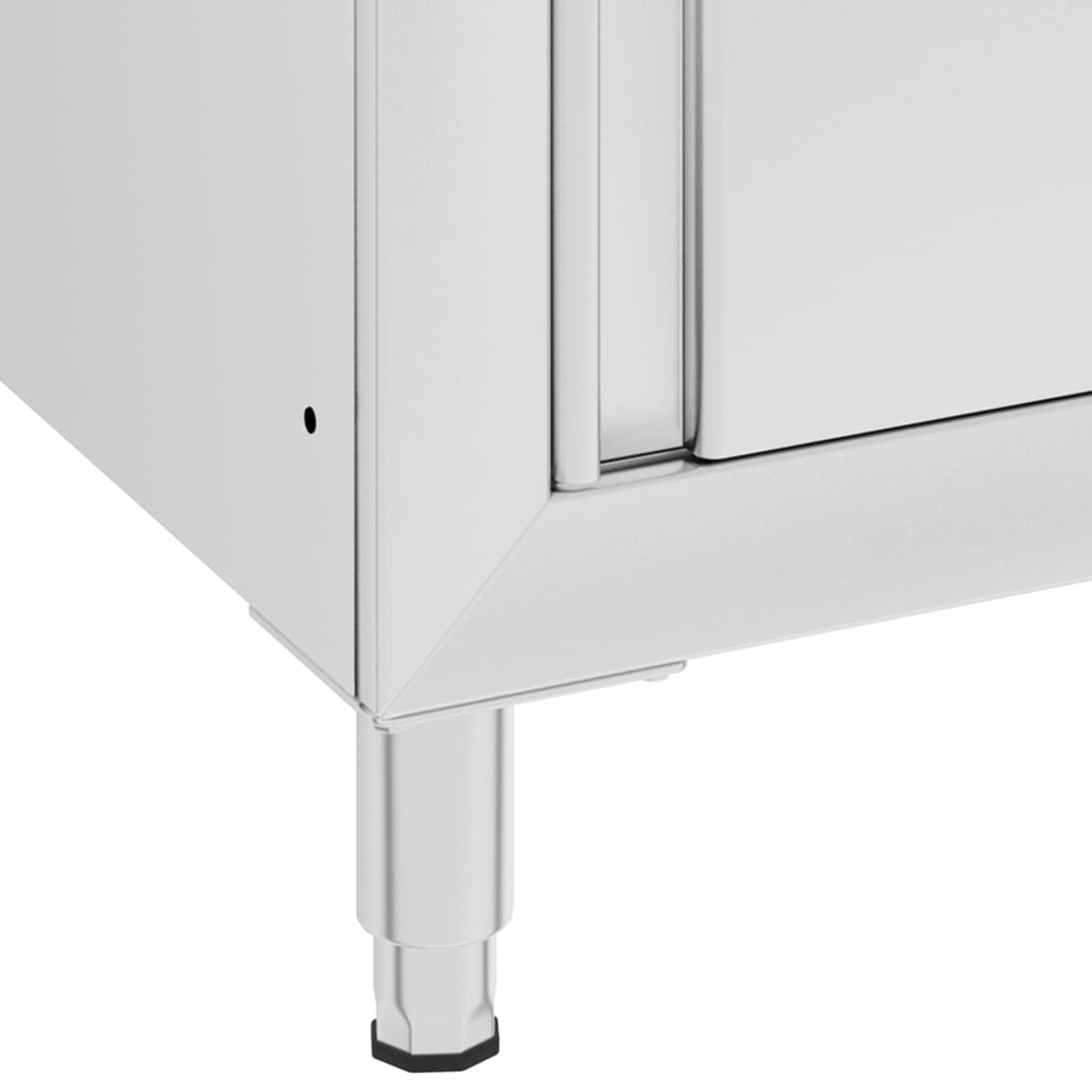 vidaXL Komercialna delovna miza z omarico 60x60x96 cm nerjaveče jeklo