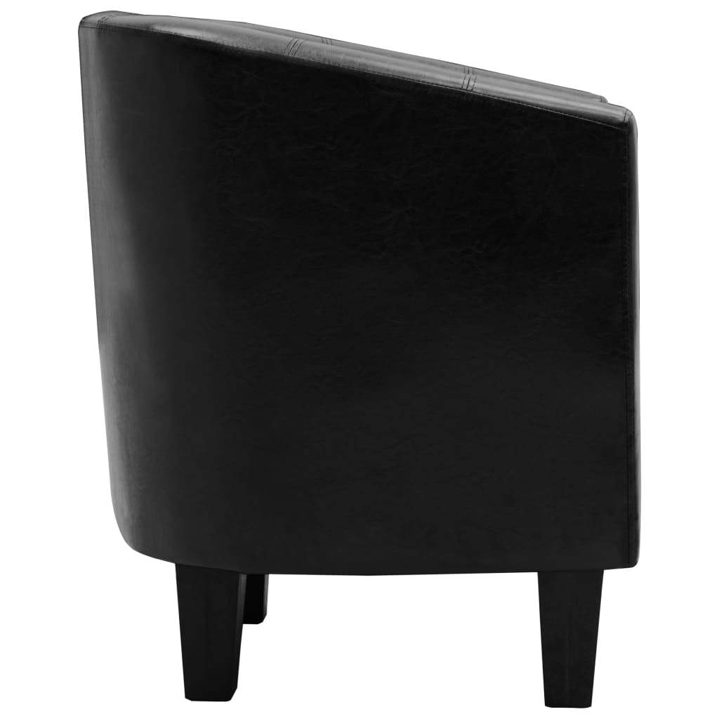 vidaXL Tubast stol iz črnega umetnega usnja