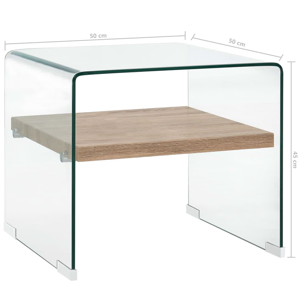 vidaXL Klubska mizica prozorna 50x50x45 cm kaljeno steklo
