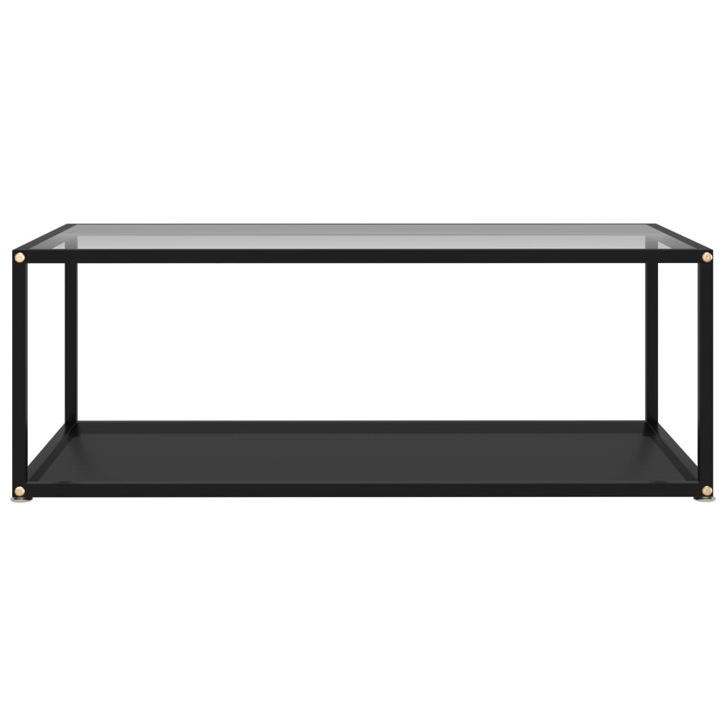vidaXL Klubska mizica prozorna in črna 100x50x35 cm kaljeno steklo