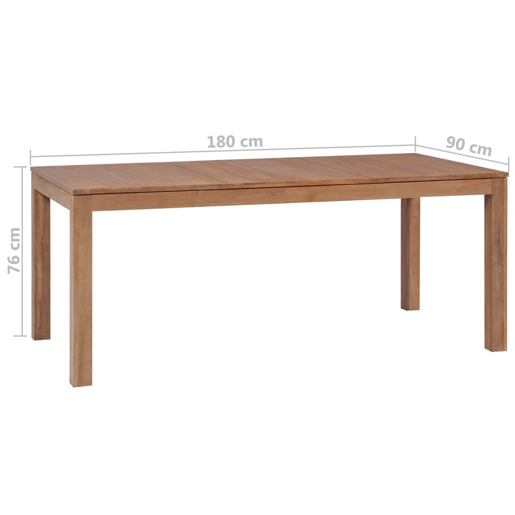 vidaXL Jedilna miza iz trdne tikovine z naravnim finišem 180x90x76 cm