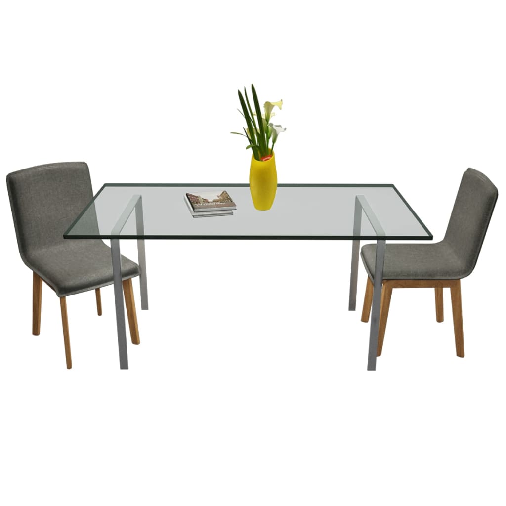 vidaXL Jedilni stoli 2 kosa svetlo sivo blago in trdna hrastovina