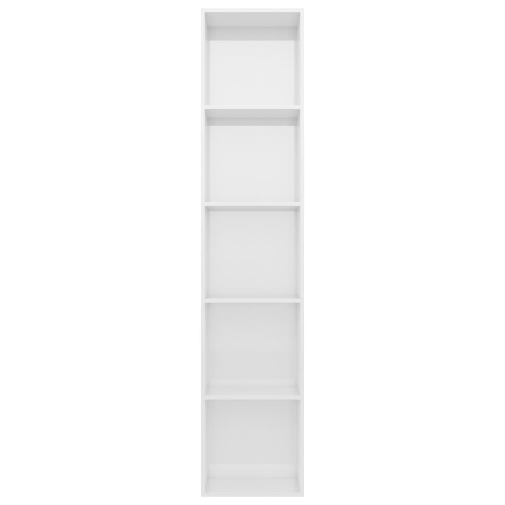 vidaXL Knjižna omara visok sijaj bela 40x30x189 cm iverna plošča