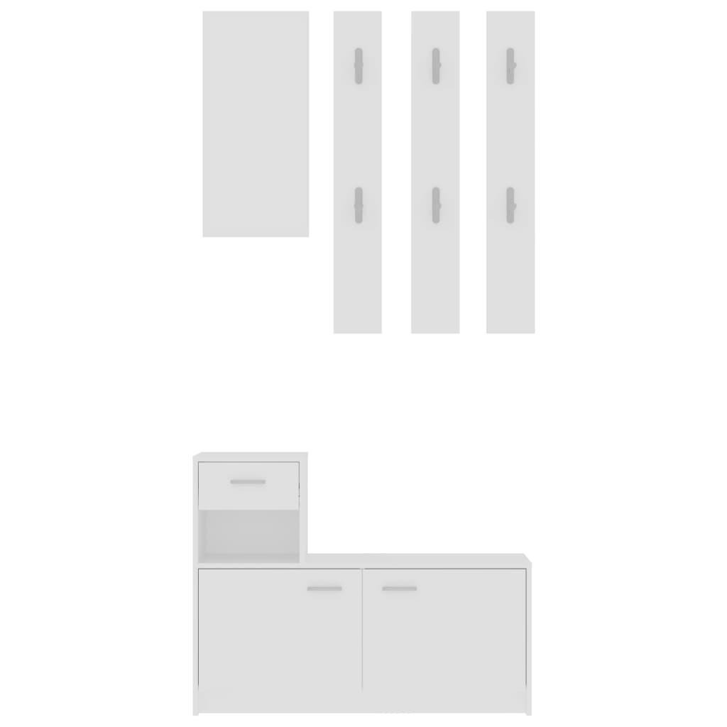 vidaXL Enota za hodnik bela 100x25x76,5 cm iverna plošča