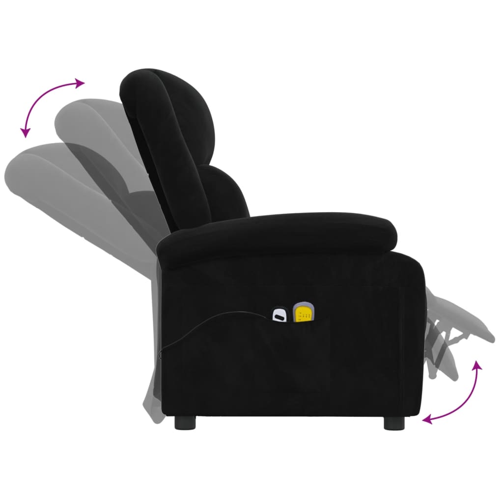 vidaXL Električni masažni stol črn žamet