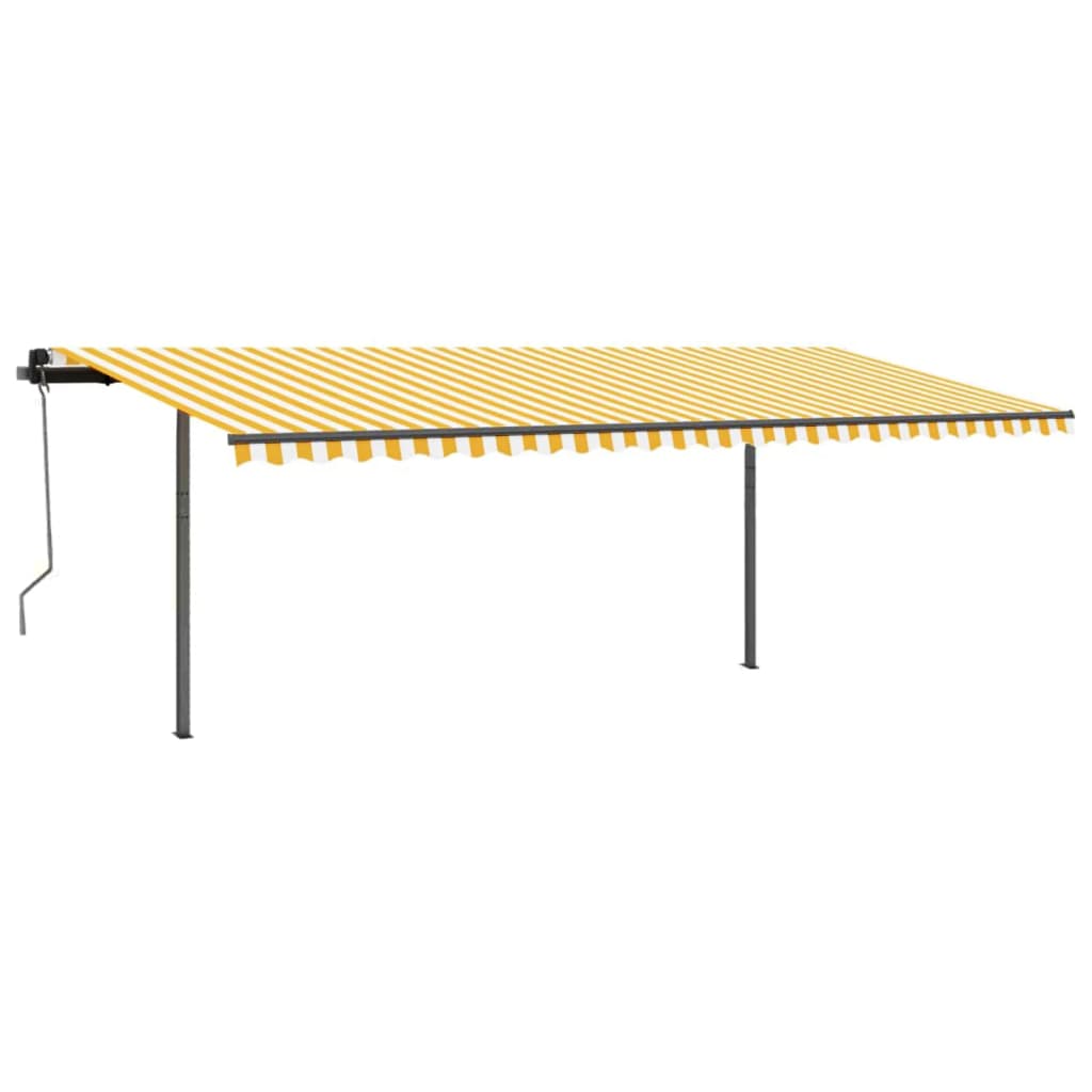 vidaXL Ročno zložljiva tenda s stebrički 3,5x2,5 m rumena in bela