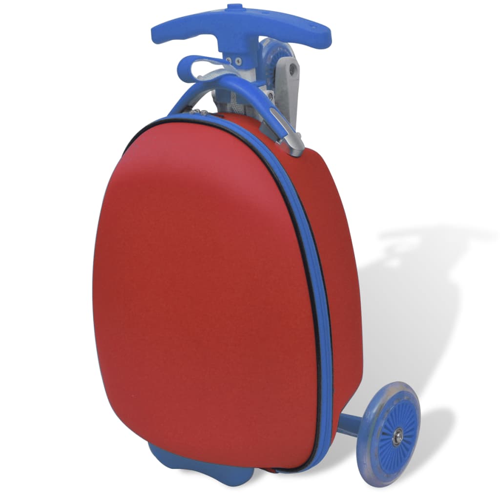 vidaXL Otroški skiro s kovčkom rdeče barve