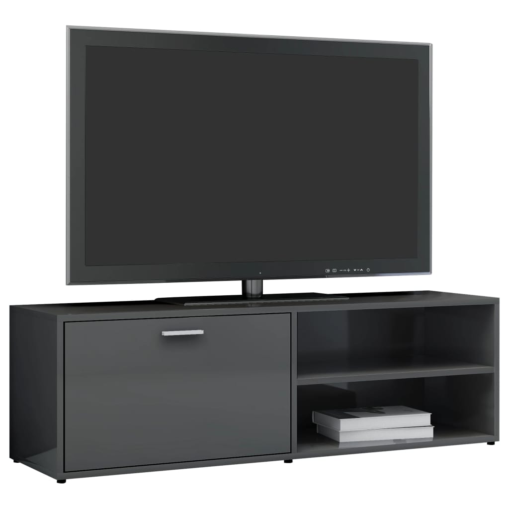 vidaXL TV omarica visok sijaj siva 120x34x37 cm iverna plošča