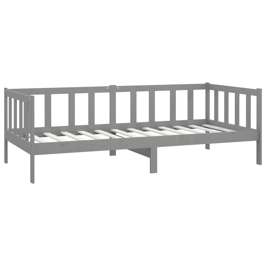 vidaXL Dnevna postelja z vzmetnico 90x200 cm siva trdna borovina