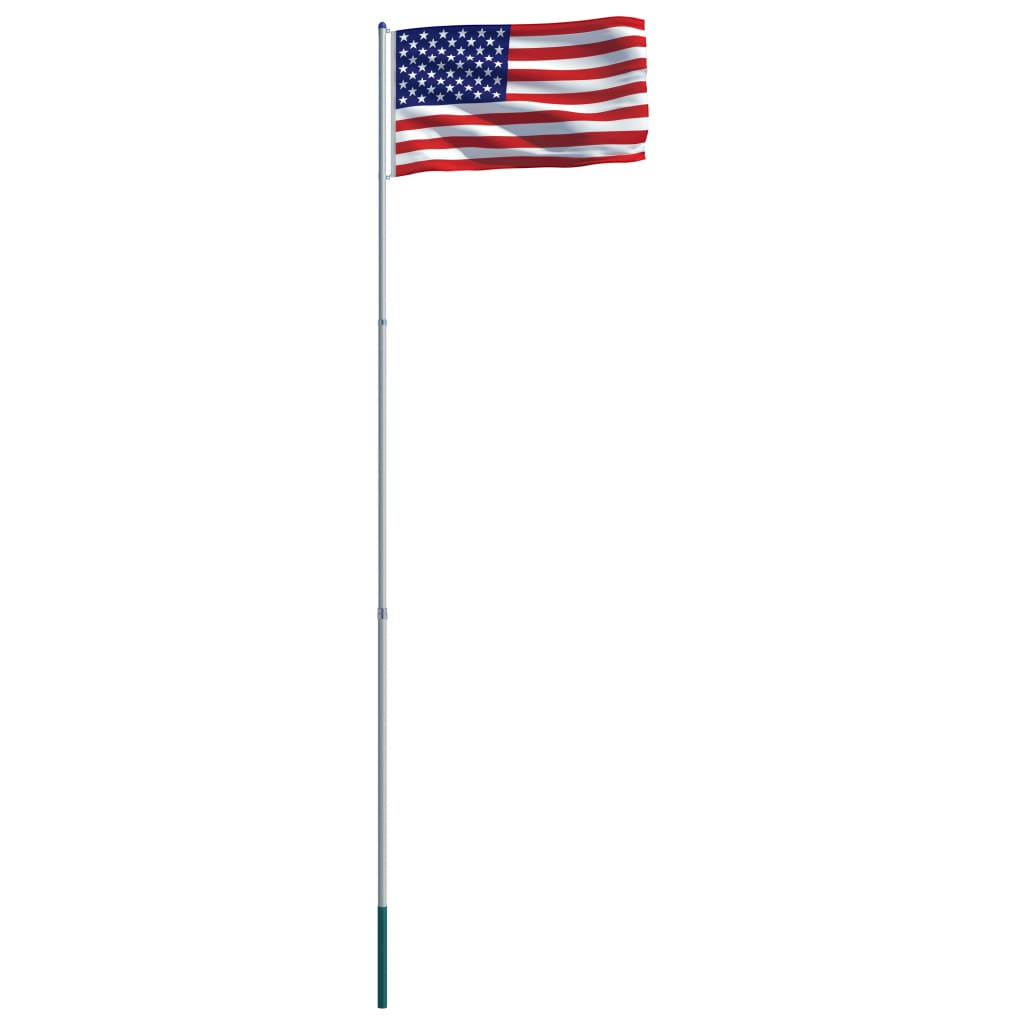 vidaXL Zastava ZDA in aluminijast zastavni drog 6 m