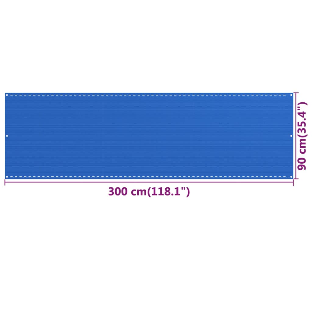 vidaXL Balkonsko platno modro 90x300 cm HDPE