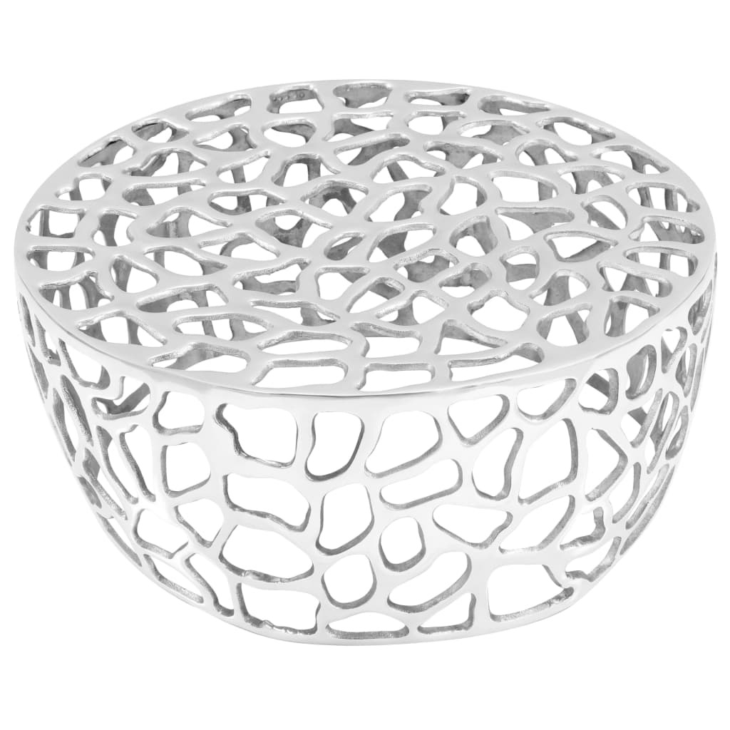 vidaXL Klubska mizica iz litega aluminija 70x30 cm srebrna