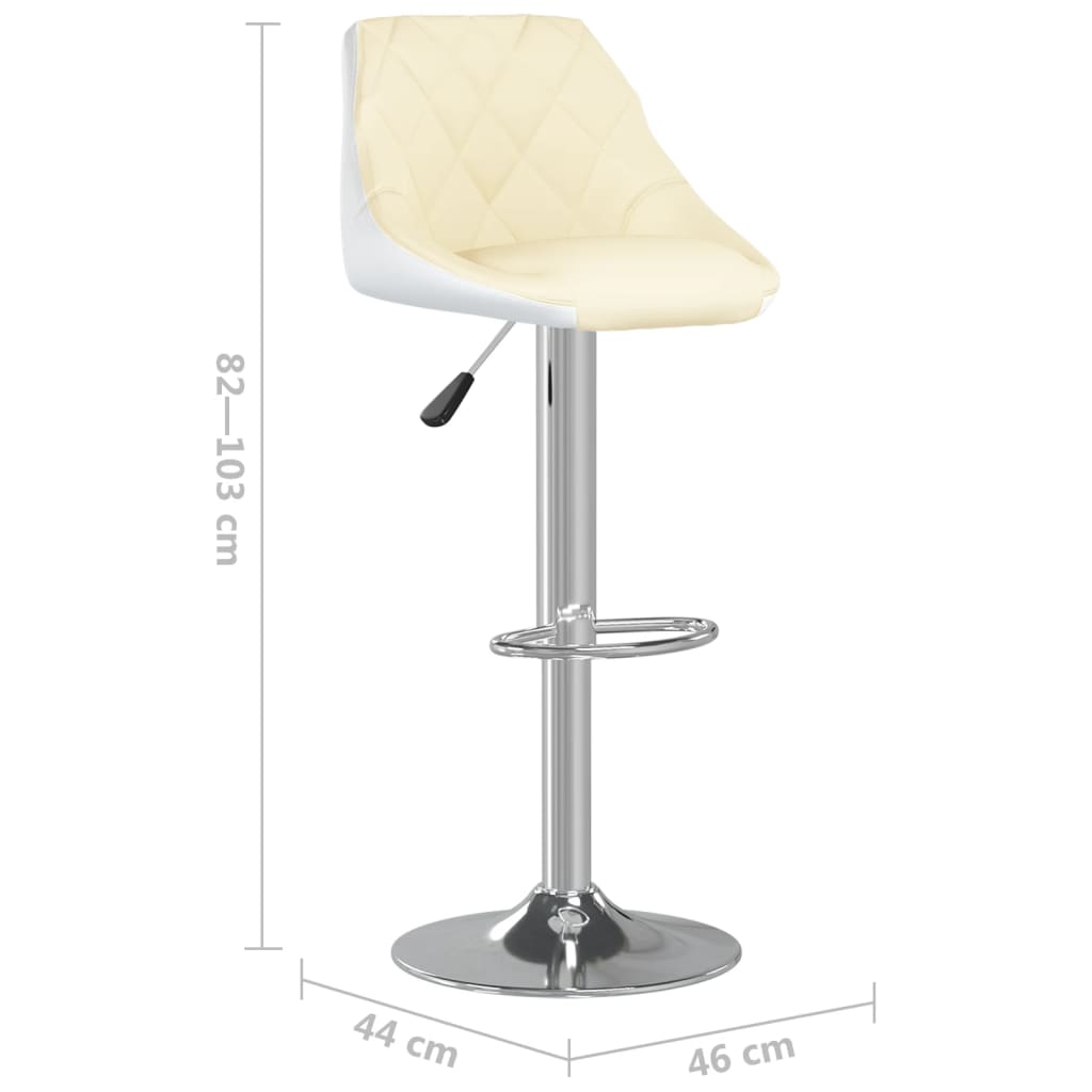 vidaXL Barski stolčki 2 kosa krem in belo umetno usnje