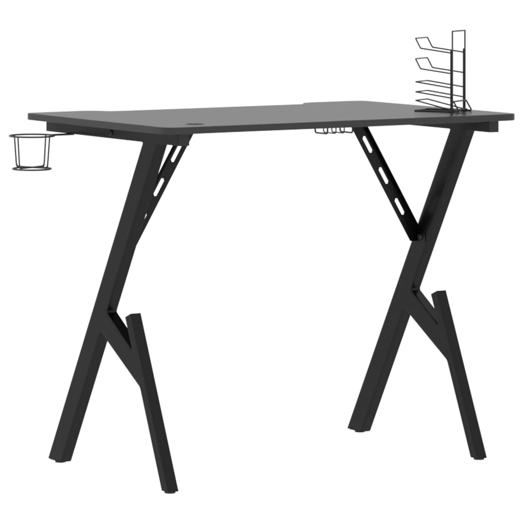vidaXL Gaming miza z nogami Y-oblike črna 90x60x75 cm