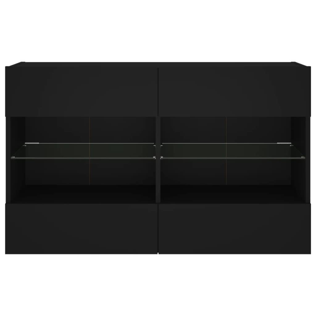 vidaXL Stenska TV omarica z LED lučkami črna 98,5x30x60,5 cm
