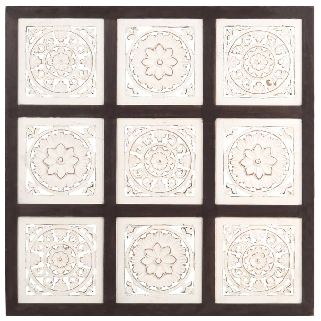 vidaXL Ročno izrezljani stenski panel MDF 60x60x1,5 cm rjav in bel