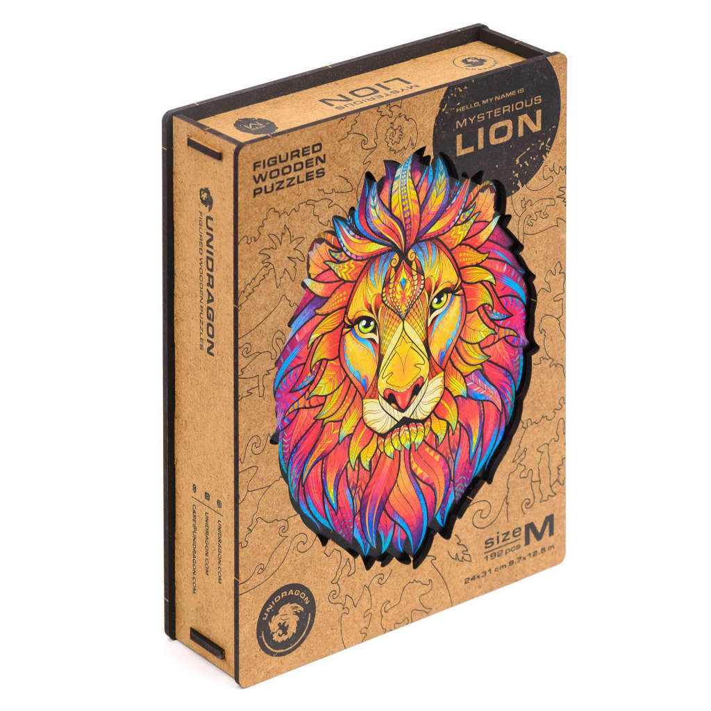UNIDRAGON Lesena sestavljanka 192-delna Mysterious Lion 24x31 cm