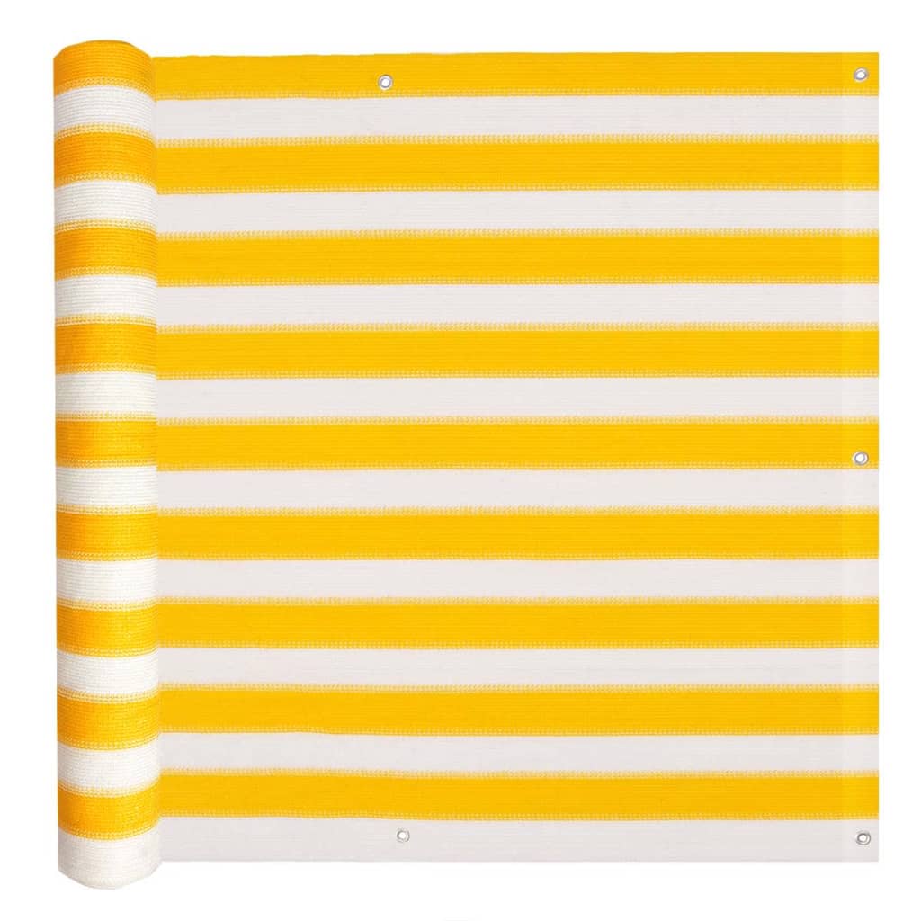 vidaXL Balkonsko platno HDPE 75x600 cm rumene in bele barve