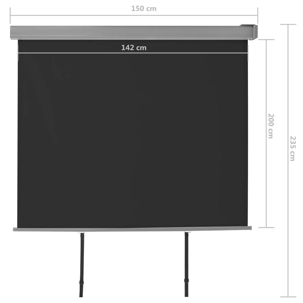 vidaXL Balkonska stranska tenda večnamenska 150x200 cm črne barve
