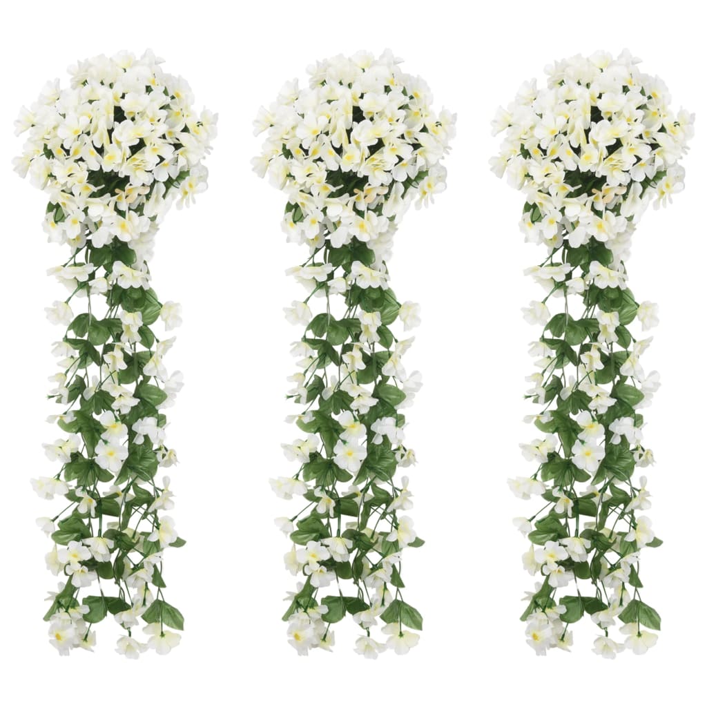 vidaXL Girlanda iz umetnega cvetja 3 kosi bela 85 cm