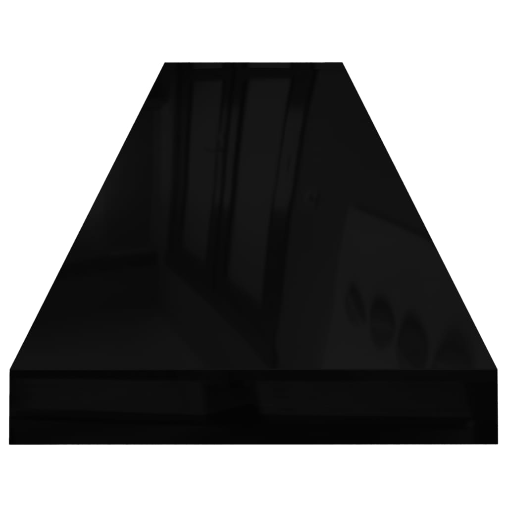 vidaXL Stenska polica visok sijaj črna 120x23,5x3,8 cm MDF