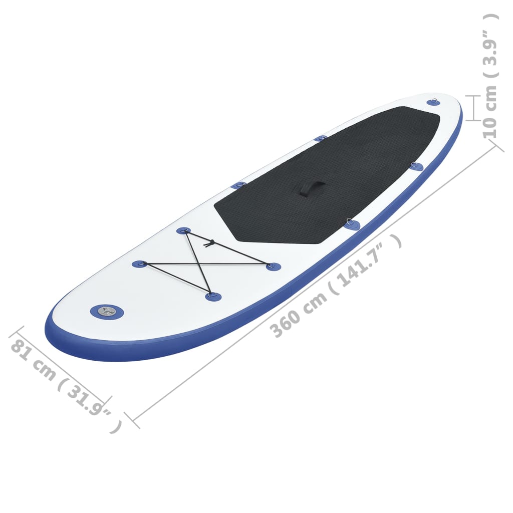 vidaXL Napihljiva SUP deska za veslanje modra in bela