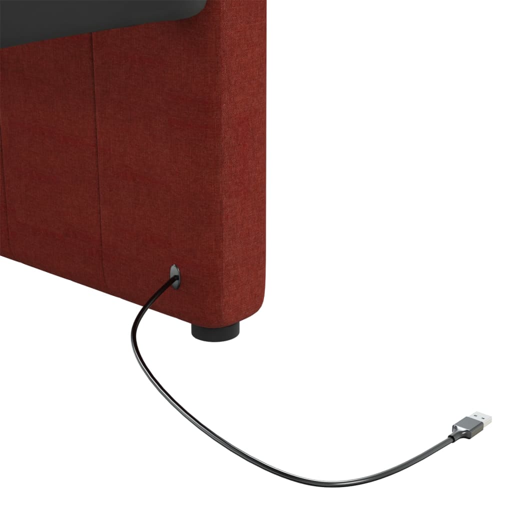 vidaXL Dnevna postelja USB vinsko rdeče blago 90x200 cm